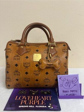 MCM BOSTON 25 COGNAC WITH BONE